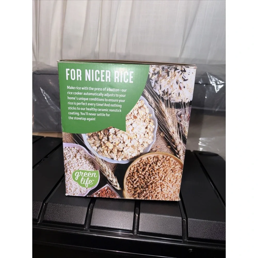 Green Life Healthy Ceramic Nonstick Go Grains,‎ Rice and Grains Cooker Black NIB